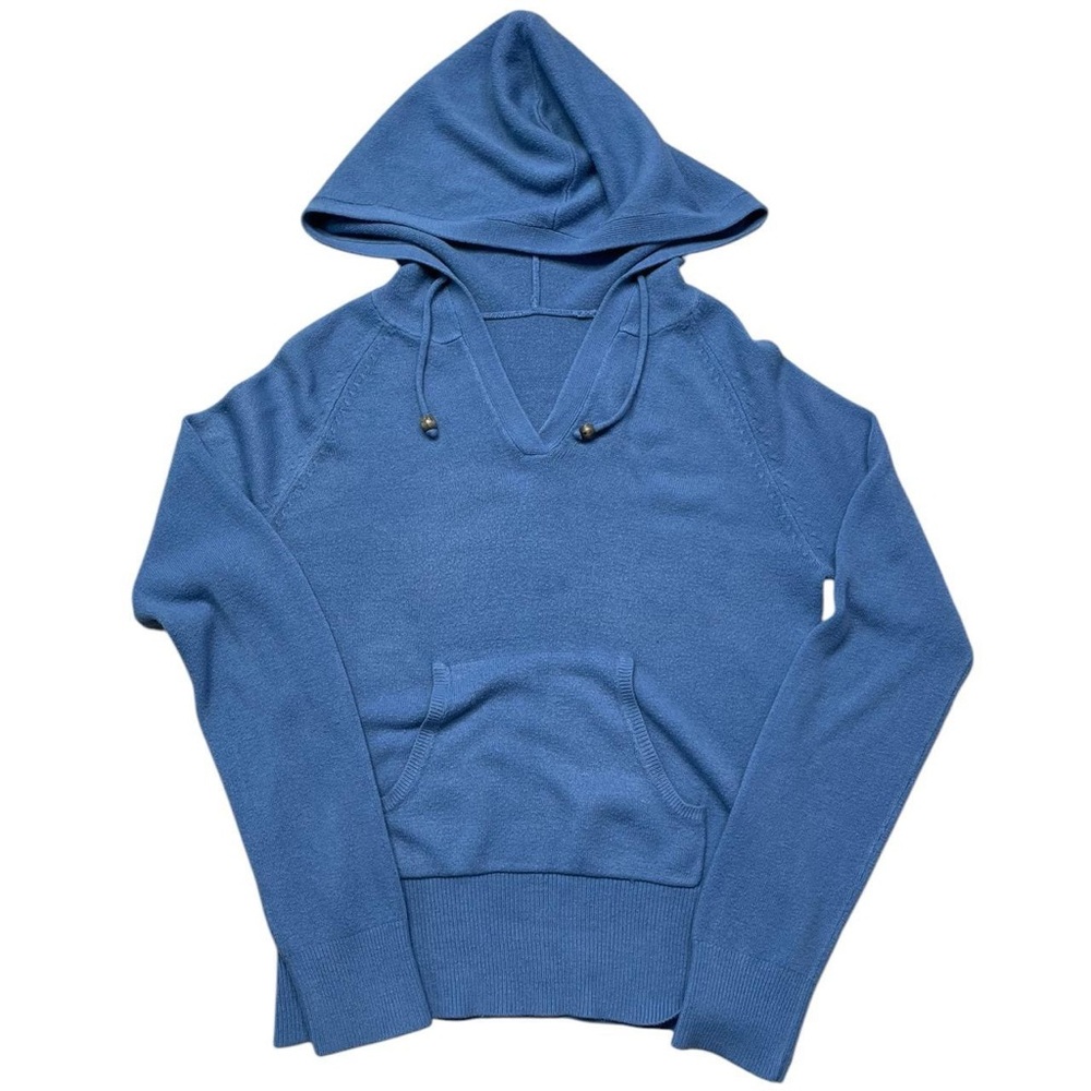 Blue V-neck Pullover Hoodie